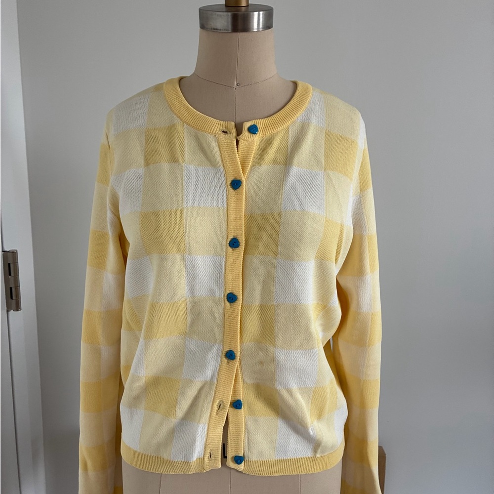 Lisa Says Gah Yellow and White Gingham Cardigan - Picture 2 of 6